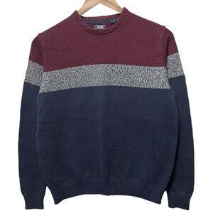 blank Maroon Gray Navy blue Color blocked horizontal striped Izod boho Sweater